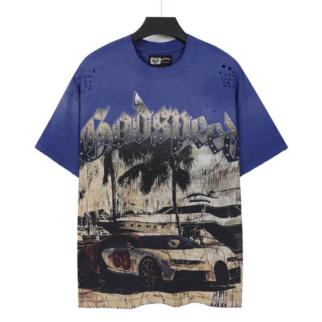 Miami Supercar Yacht Rhinestone Print Washed Tee 2 colors 29106670