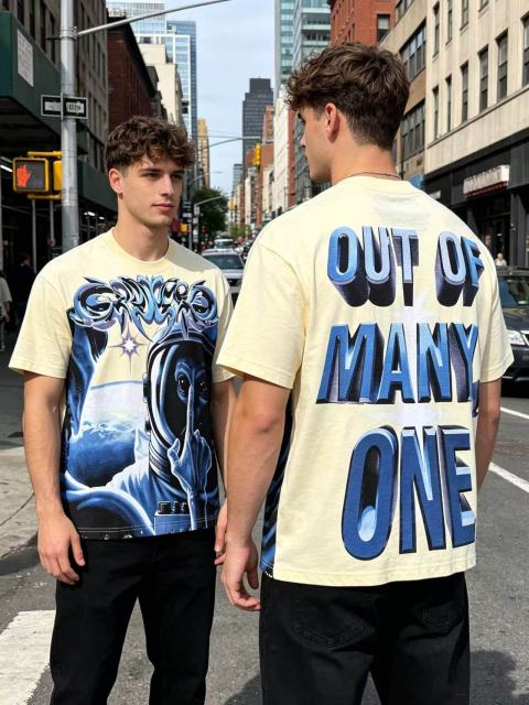 Alien Astronaut Finger Print Washed Tee 2 colors 29098146