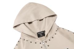 Gothic Letter Patch & Metal Rivets Full Zip Hoodie 2 colors 29107708