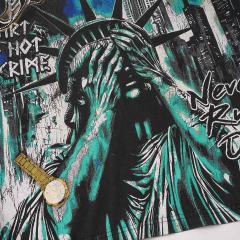 Face-Covering Statue of Liberty Print Washed Tee 2 colors 29098148