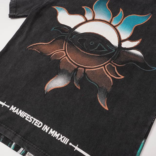 Face-Covering Statue of Liberty Print Washed Tee 2 colors 29098148