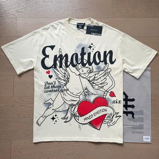 Stick Figure Red Heart Cupid Rhinestone Print Tee 29105632