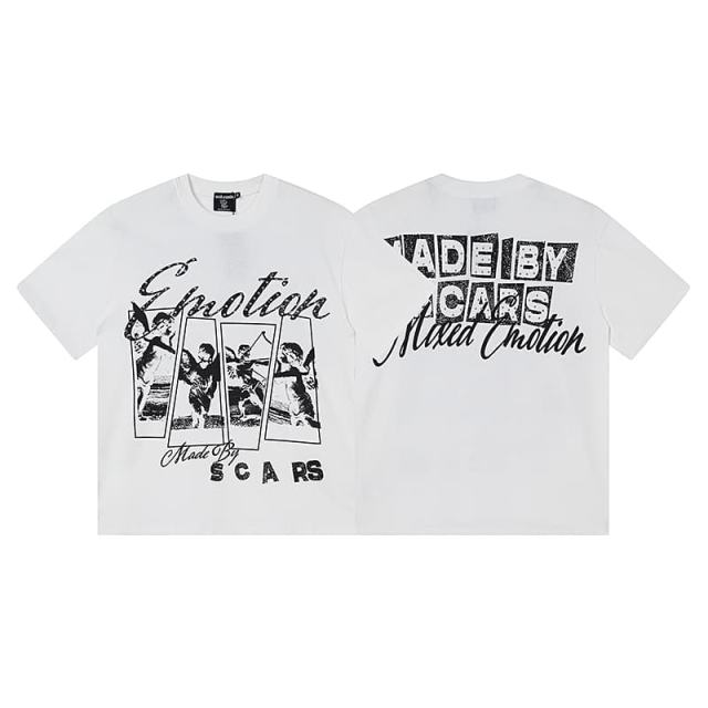 Four-grid Cupid Film Rhinestone Print Tee 2 colors 29105634
