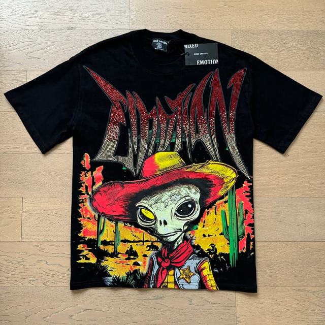 Western Cowboy ET Rhinestone Print Washed Tee 29105635