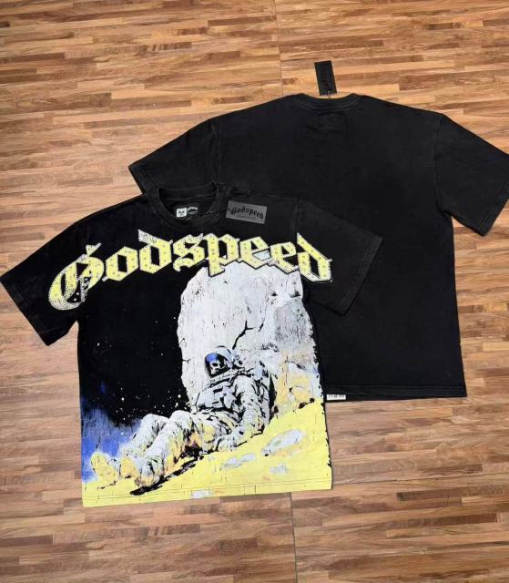 Fallen Skull Astronaut Rhinestone Print Washed Tee 2 colors 29106666