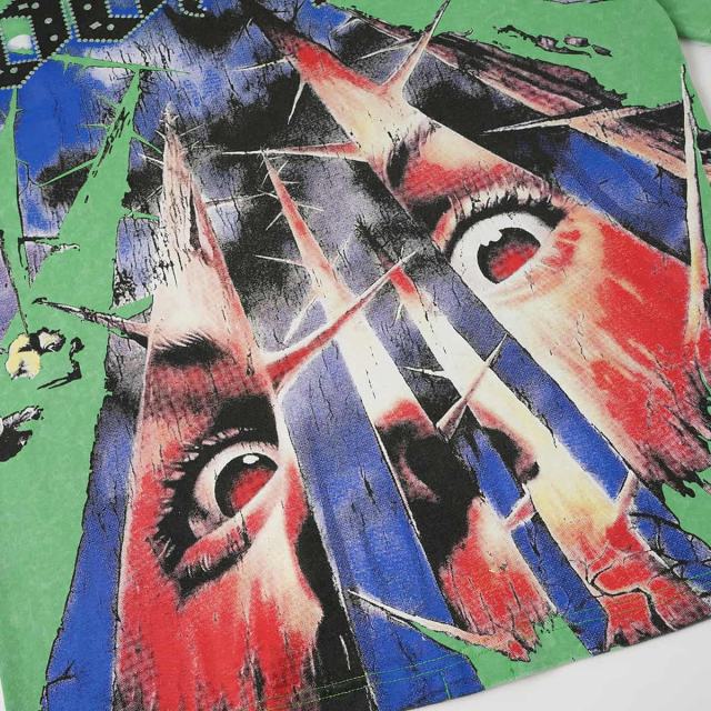 Broken Thorn Caged Eye Rhinestone Print Washed Tee 2 colors 29106668