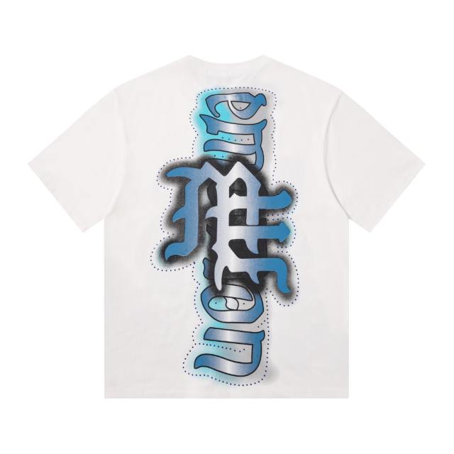 Bandage-blindfolded angel gradient Gothic diamond-studded T-shirt 2 colors 29069184