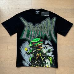 Motorcycle Lizard Monster Rhinestone Print Washed Tee 29105649