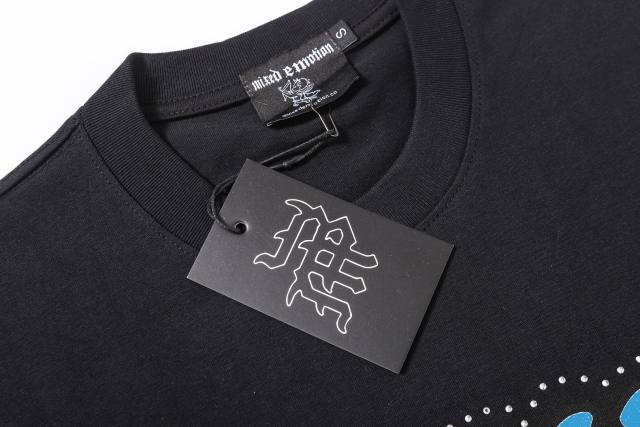 Bandage-blindfolded angel gradient Gothic diamond-studded T-shirt 2 colors 29069184