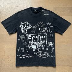 Black And White Graffiti Four Angels Print Washed Tee 29105636