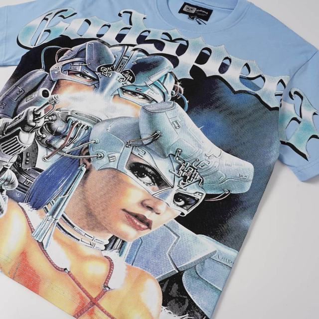 Cyber Twin Female Robot Print Washed Tee 2 colors 29098144