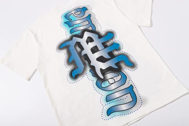 Bandage-blindfolded angel gradient Gothic diamond-studded T-shirt 2 colors 29069184