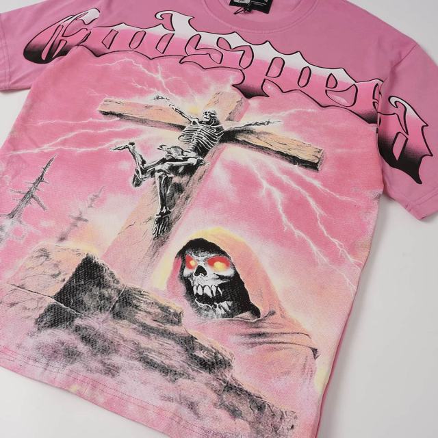 Electric Skull Cross Print Washed Tee 29098133