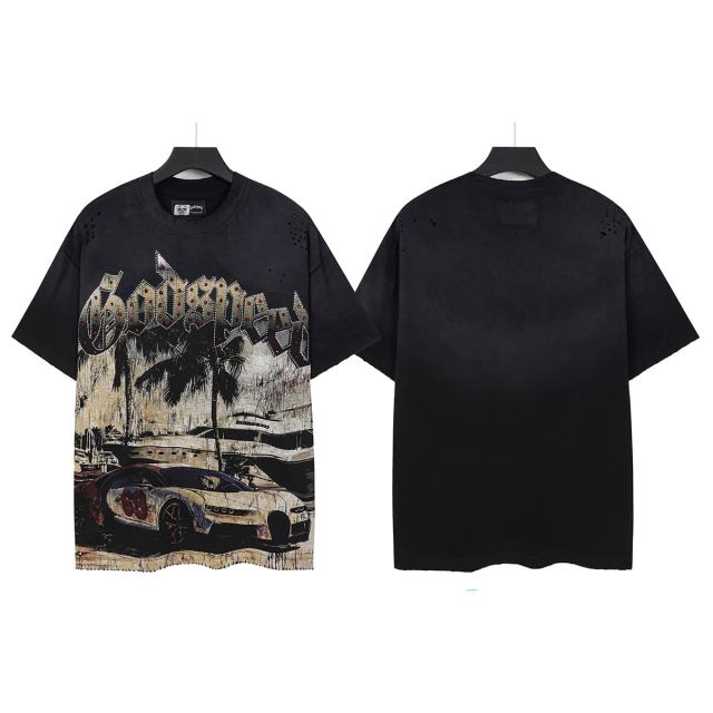 Miami Supercar Yacht Rhinestone Print Washed Tee 2 colors 29106670