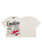 Stick Figure Red Heart Cupid Rhinestone Print Tee 29105632