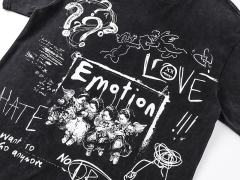 Black And White Graffiti Four Angels Print Washed Tee 29105636