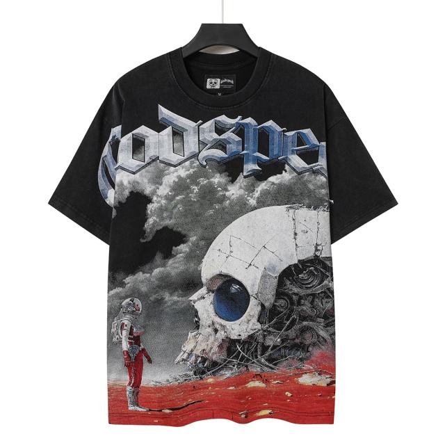Giant Mechanical Skull Blood Print Washed Tee 29098139