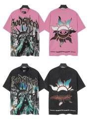 Face-Covering Statue of Liberty Print Washed Tee 2 colors 29098148