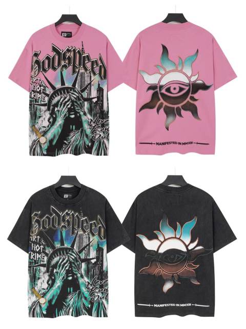 Face-Covering Statue of Liberty Print Washed Tee 2 colors 29098148
