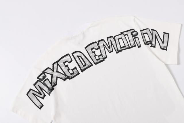 Cracked 3D letter white loose-fitting drop-shoulder short-sleeved T-shirt 29069167