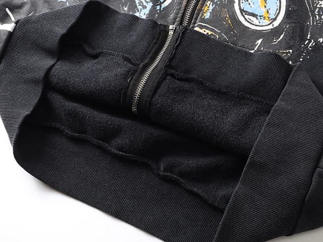 Gas Mask Wasteland Style Zipper Print Washed Hoodie 29116525
