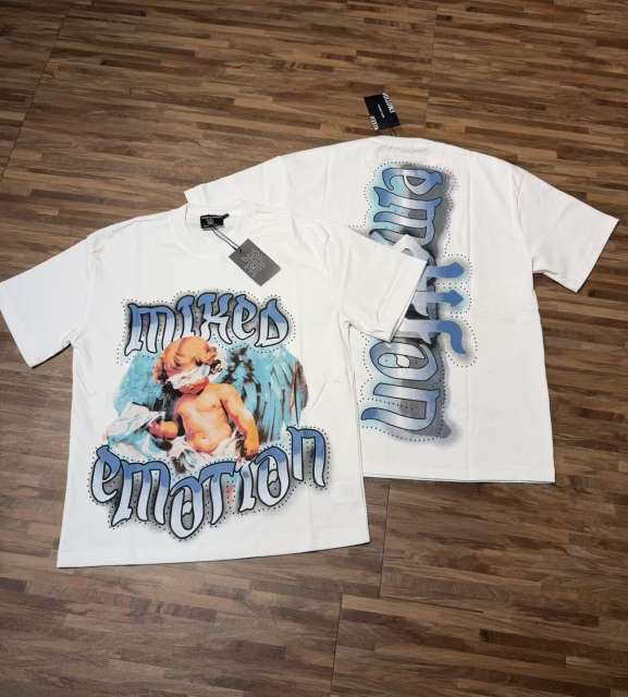 Bandage-blindfolded angel gradient Gothic diamond-studded T-shirt 2 colors 29069184