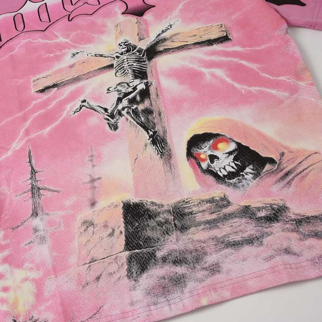 Electric Skull Cross Print Washed Tee 29098133