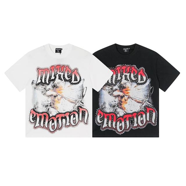 Blurry Archery Angel Rhinestone Print Washed Tee 2 colors 29105648