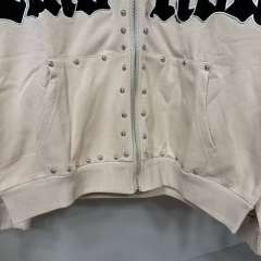Gothic Letter Patch & Metal Rivets Full Zip Hoodie 2 colors 29107708
