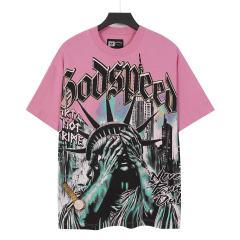 Face-Covering Statue of Liberty Print Washed Tee 2 colors 29098148