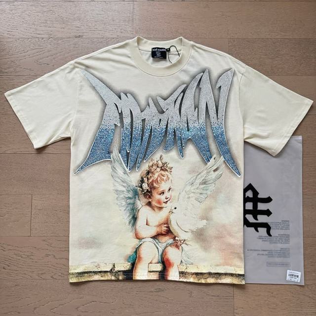 Dove Angel Gradient Rhinestone Print Washed Tee 2 colors 29105639
