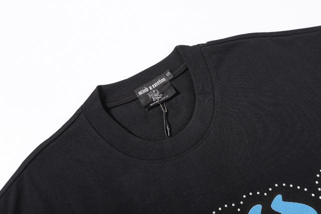 Bandage-blindfolded angel gradient Gothic diamond-studded T-shirt 2 colors 29069184
