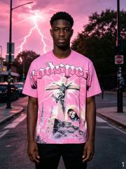 Electric Skull Cross Print Washed Tee 29098133