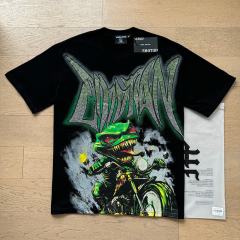Motorcycle Lizard Monster Rhinestone Print Washed Tee 29105649