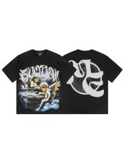 Cloud Piano Angel Rhinestone Print Washed Tee 29105652