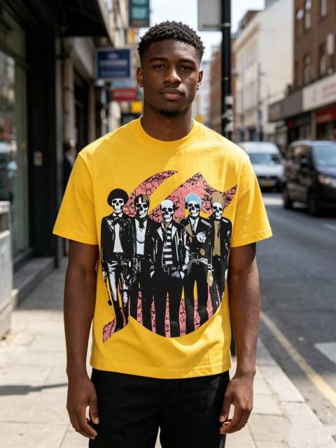 Skull Guitar Band Print Washed Tee 29098140
