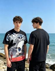 Giant Mechanical Skull Blood Print Washed Tee 29098139