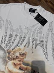 Niche motorboat vacation angel diamond-studded large-sized high street T-shirt 2 colors 29069321