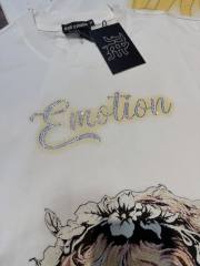 sleeve starry sky rhinestone black and white double-color loose T-shirt 2 colors 29069313
