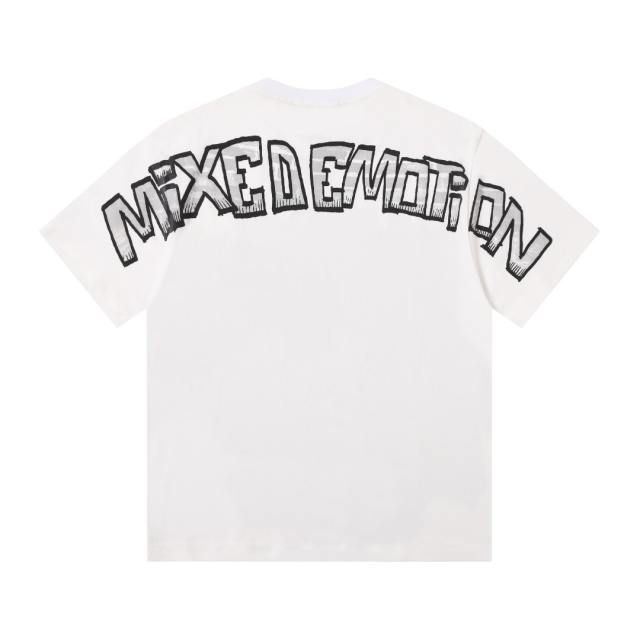 Cracked 3D letter white loose-fitting drop-shoulder short-sleeved T-shirt 29069167