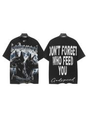 Full Moon Double Doberman Pinscher Logo Vintage Black Short-Sleeve T-Shirt 29053399