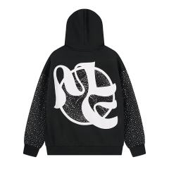 Cloud Piano Double Angel Rhinestone Print Washed Hoodie 29116524