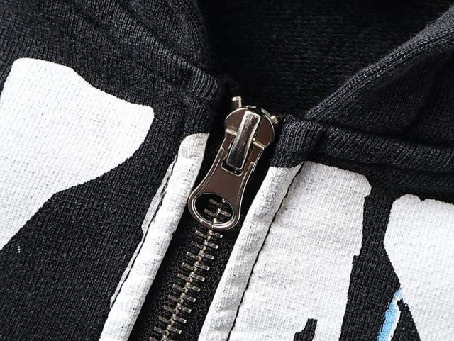 Gas Mask Wasteland Style Zipper Print Washed Hoodie 29116525