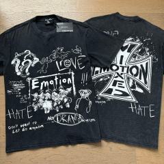 Black And White Graffiti Four Angels Print Washed Tee 29105636