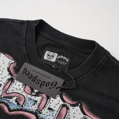 Starry Lovers Kiss Rhinestone Print Washed Tee 2 colors 29098149