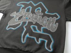 Wreath Blindfolded Cupid Rhinestone Zipper Print Washed Hoodie 29116528