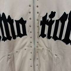Gothic Letter Patch & Metal Rivets Full Zip Hoodie 2 colors 29107708