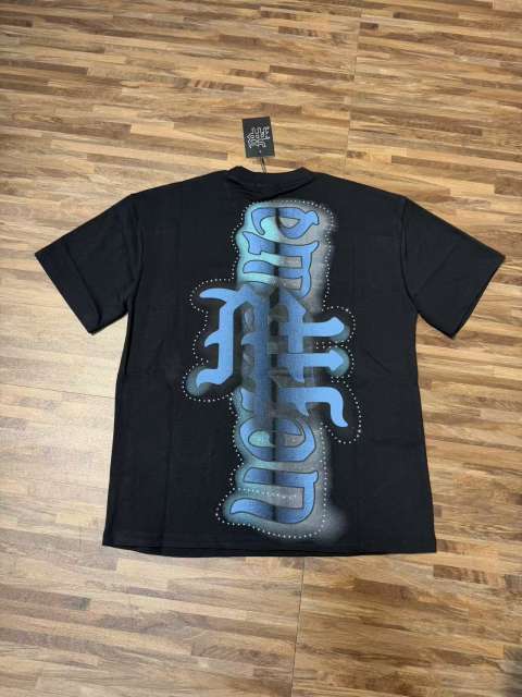 Bandage-blindfolded angel gradient Gothic diamond-studded T-shirt 2 colors 29069184