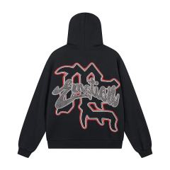Archery Angel Oil Painting Rhinestone Zipper Print Washed Hoodie 29116529