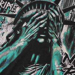 Face-Covering Statue of Liberty Print Washed Tee 2 colors 29098148